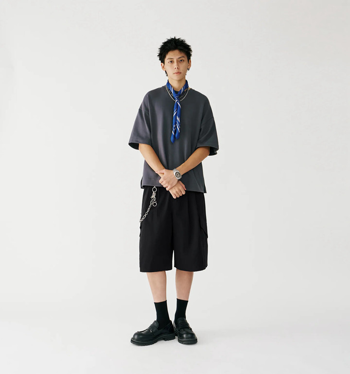 MELSIGN 方巾 腰頭掛飾 藍 25 S/S Clip Pattern Silk Bandana