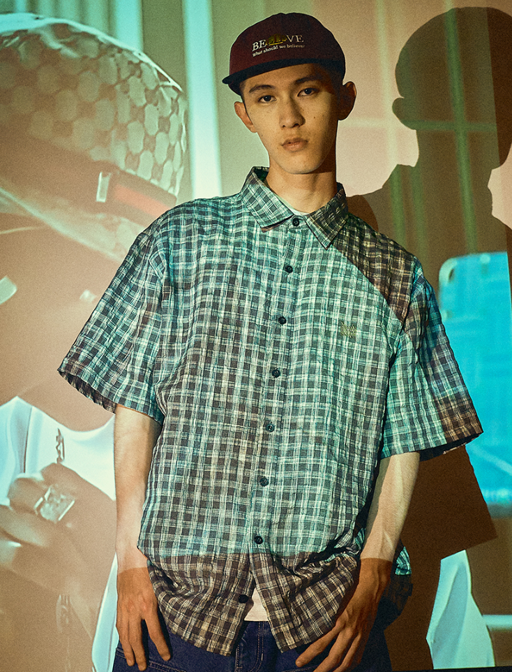 【直播】BROWN BREATH LL081632 格紋短袖襯衫