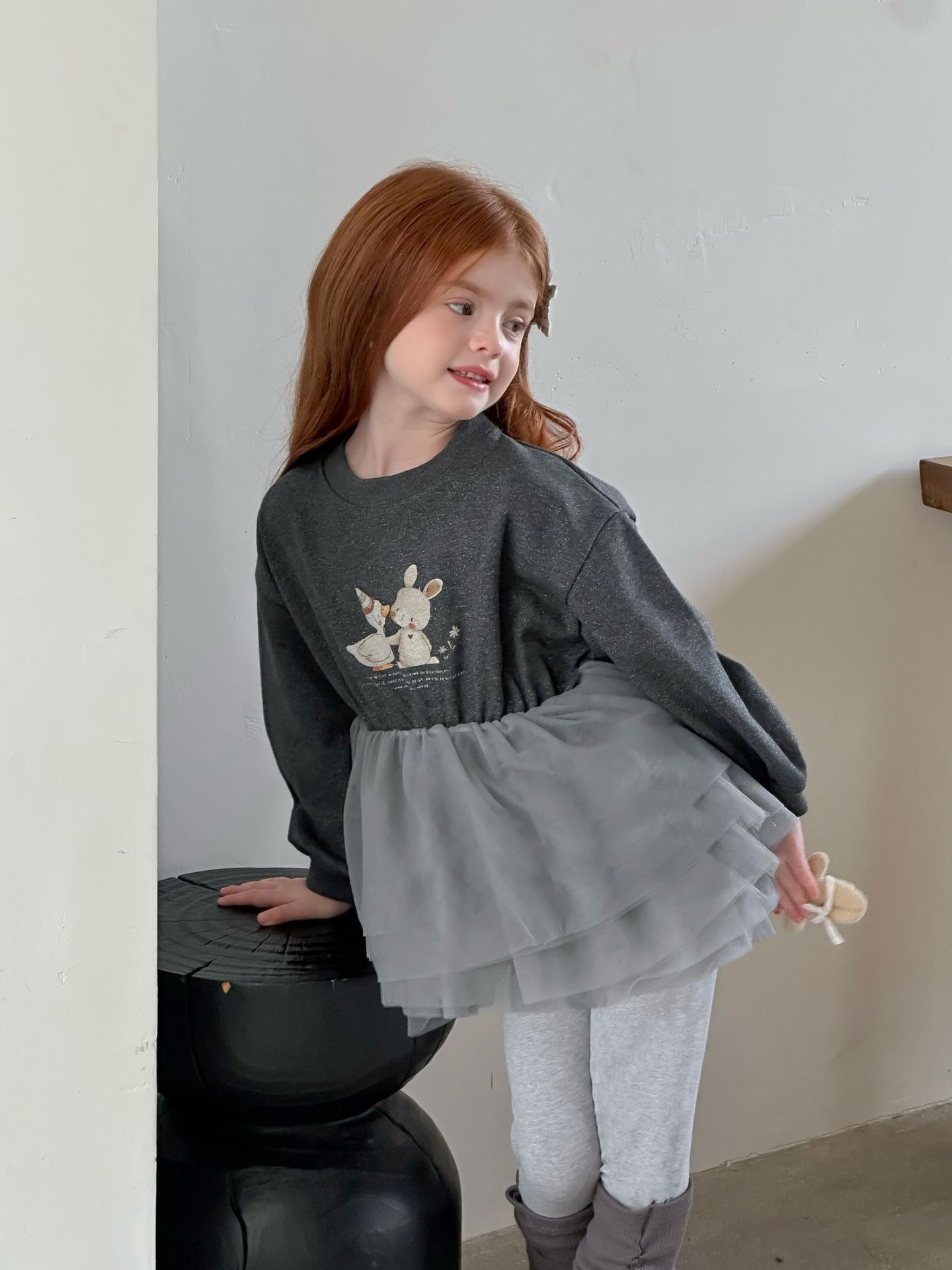 軟紗拼接兔兔上衣