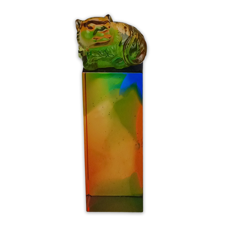 鹿港窯禮品館|十二生肖虎琉璃印章 手工篆刻開運印鑑 客製化生日彌月升遷禮物