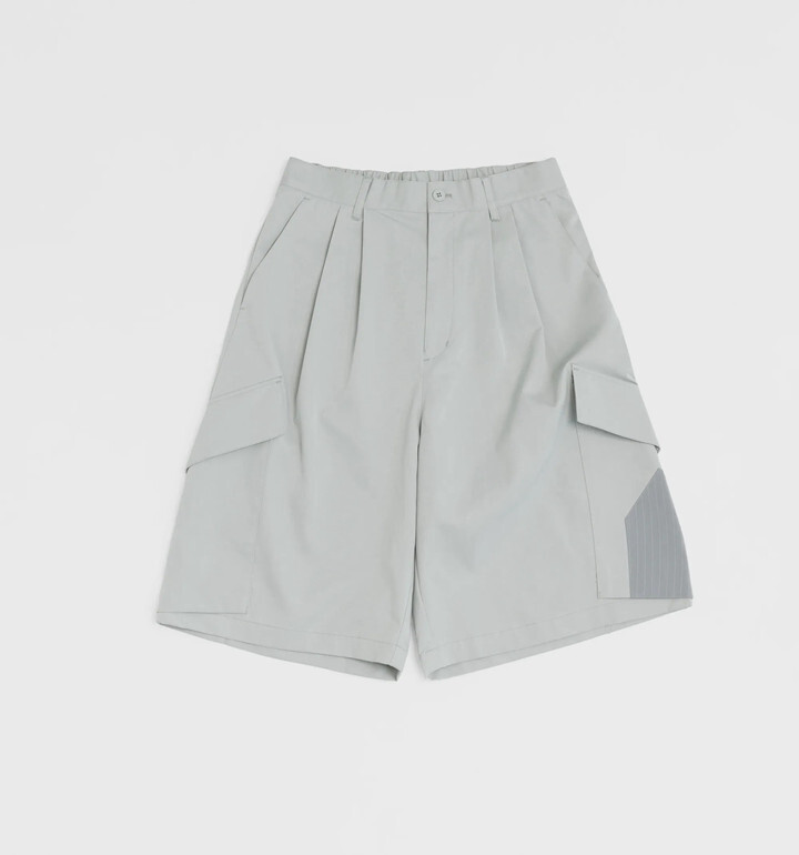 MELSIGN 寬鬆拼接口袋短褲 黑/淺灰 25 S/S Panel Pocket Shorts