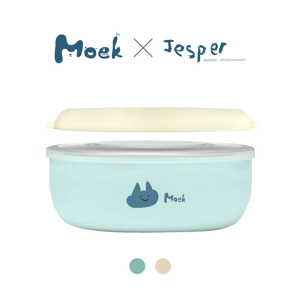 抗菌可微波不鏽鋼甜甜圈小粥碗四件組(矽膠上蓋)∣Moek X Jesper