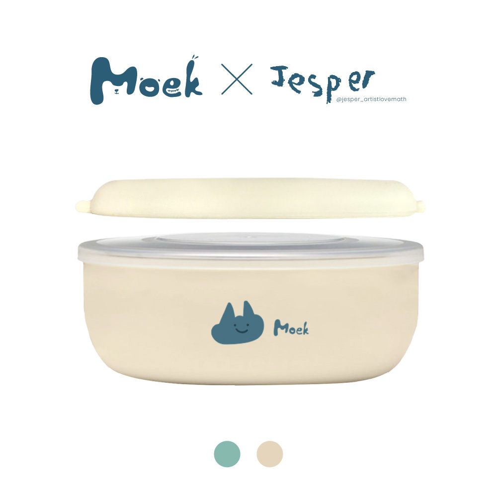 抗菌可微波不鏽鋼甜甜圈小粥碗四件組(矽膠上蓋)∣Moek X Jesper