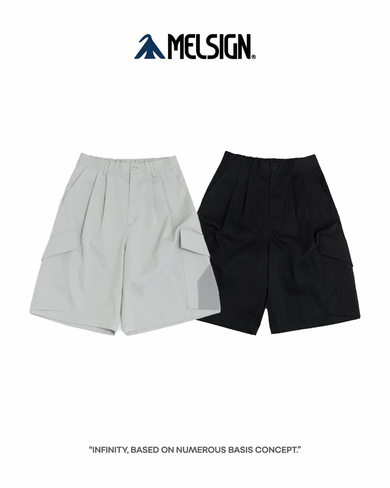 MELSIGN 寬鬆拼接口袋短褲 黑/淺灰 25 S/S Panel Pocket Shorts