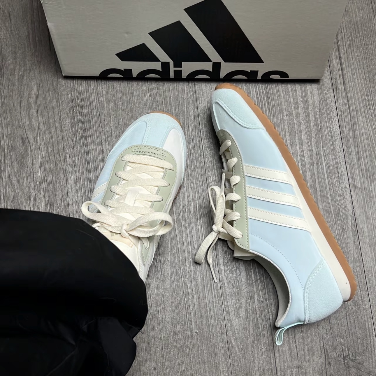 ADIDAS VS JOG 2.0 薄荷藍 藍白 復古 休閒鞋 男女同款 JI2434