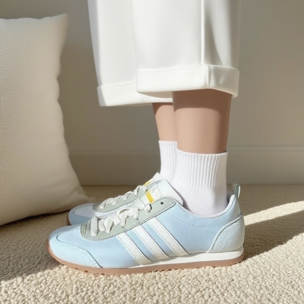 ADIDAS VS JOG 2.0 薄荷藍 藍白 復古 休閒鞋 男女同款 JI2434