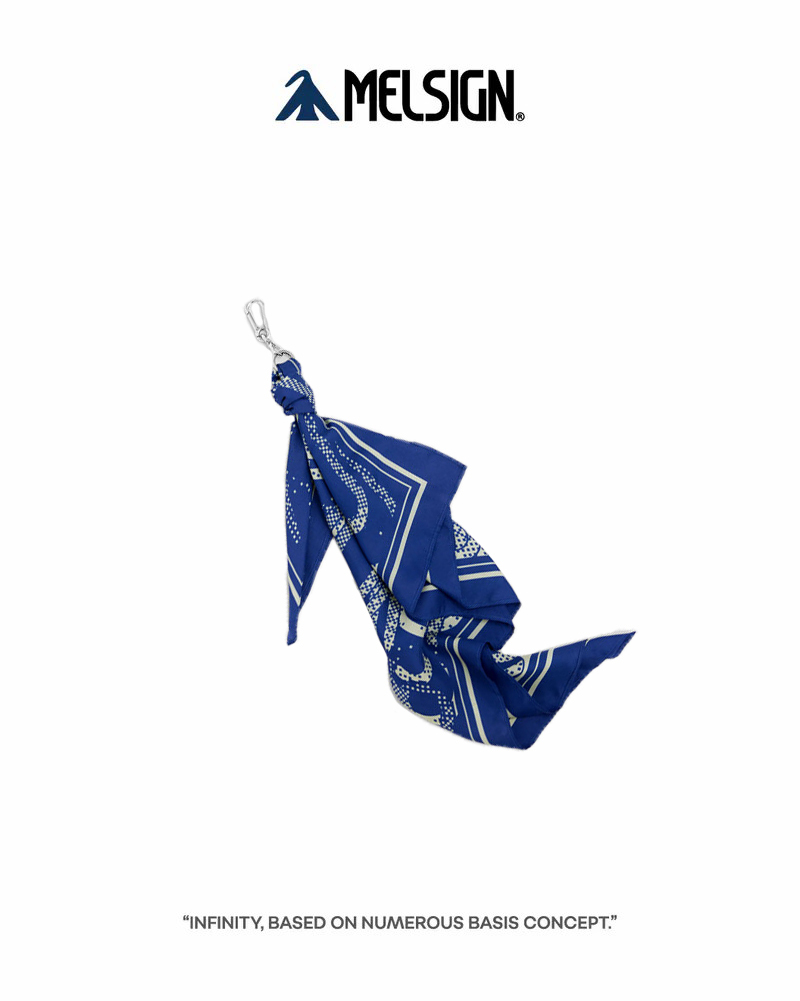 MELSIGN 方巾 腰頭掛飾 藍 25 S/S Clip Pattern Silk Bandana