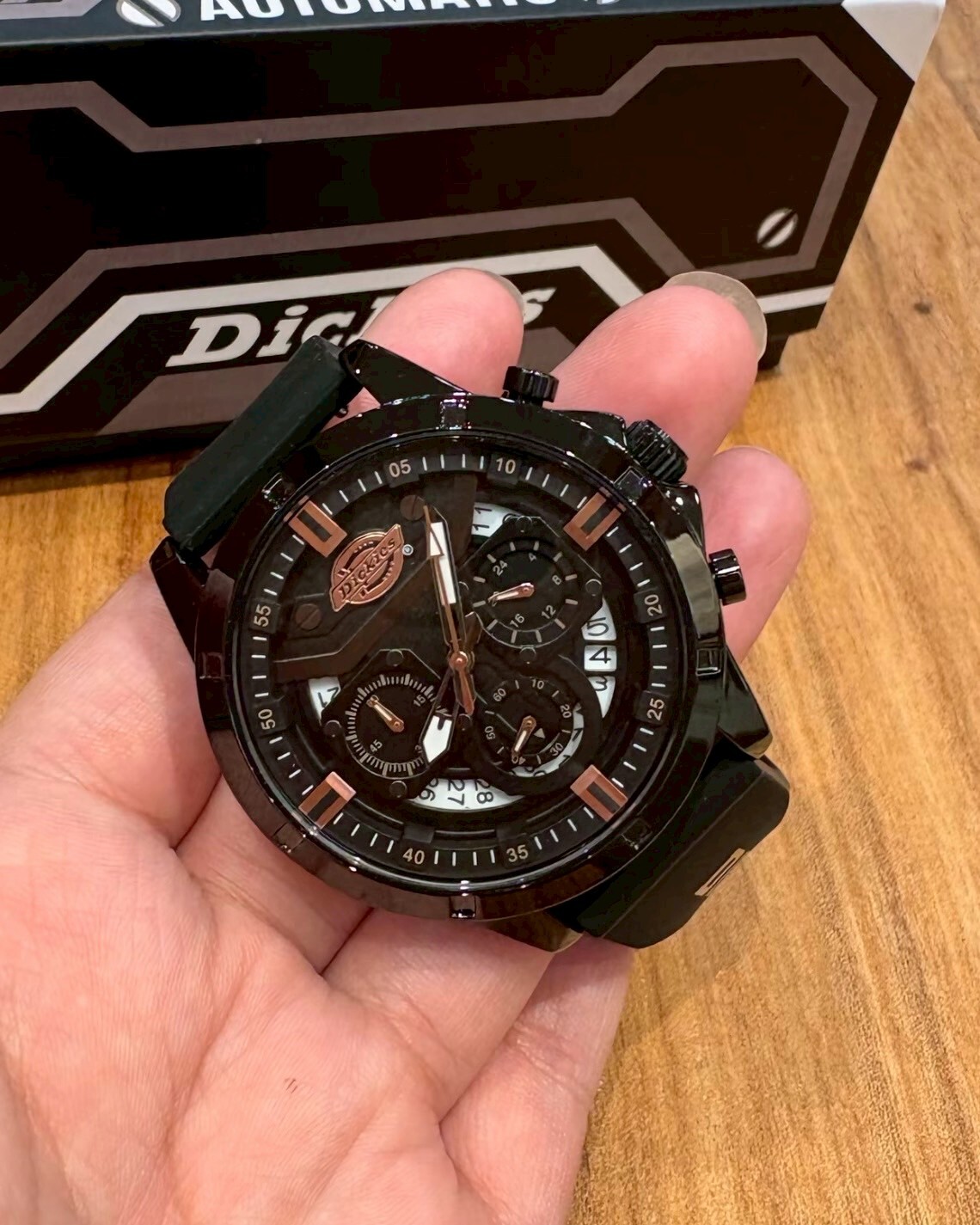 Dickies 黑金色 三眼腕表 手錶 石英機芯 防水