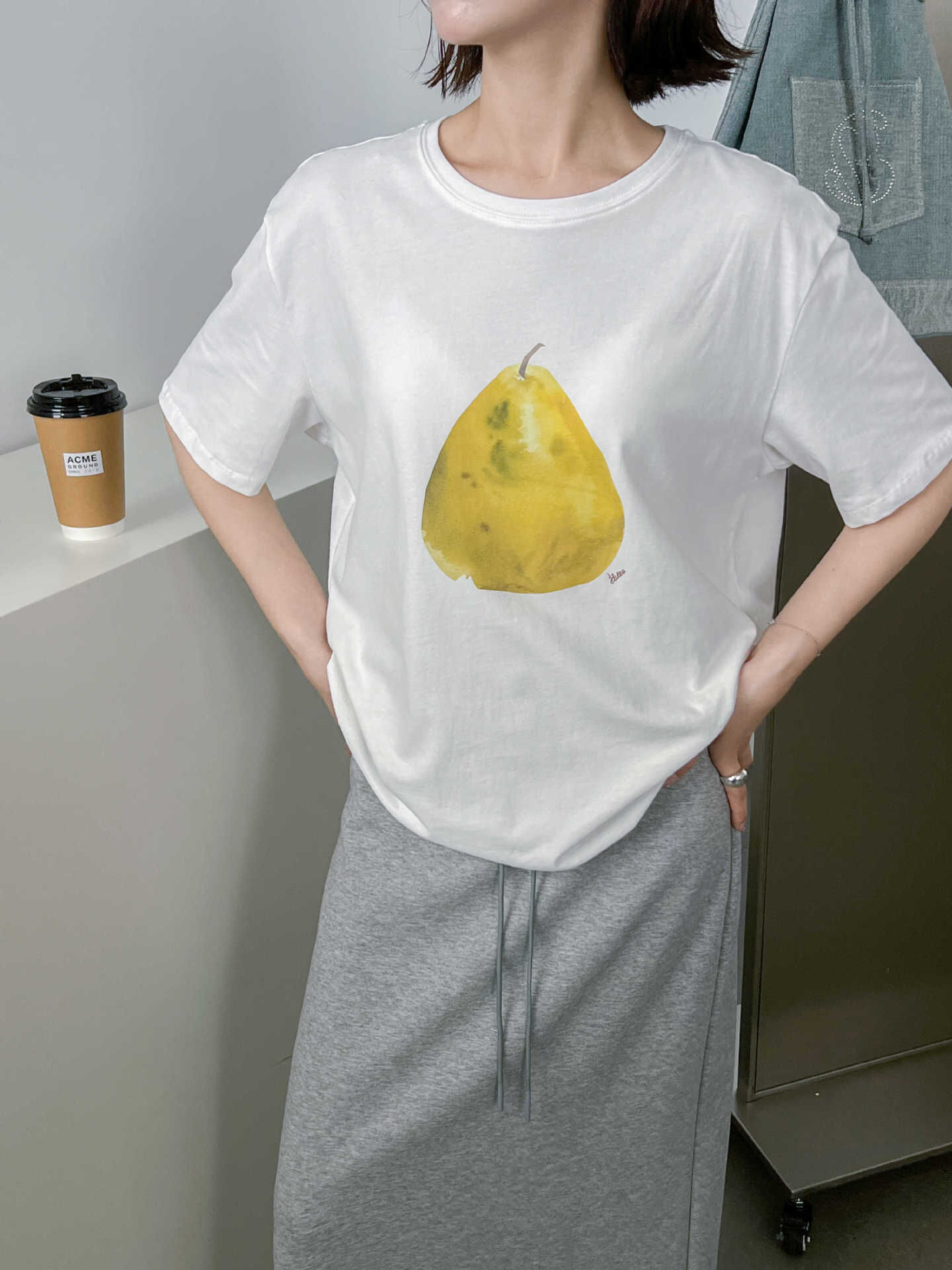 8W10 秋收果實印花短棉TEE 四色