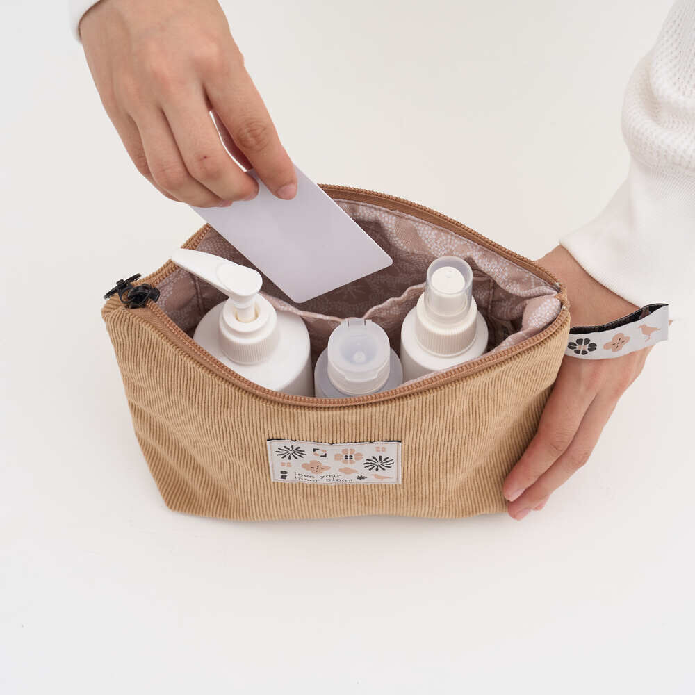 印花樂拉鏈梯形收納包/I系列/大地棕