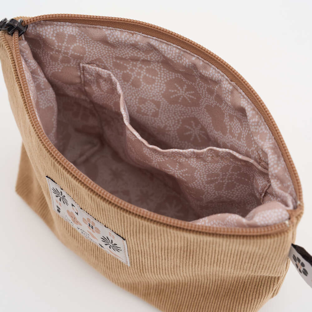 印花樂拉鏈梯形收納包/I系列/大地棕