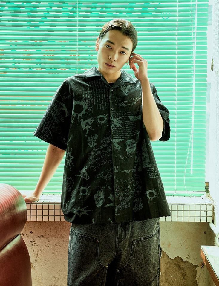 【直播】BROWN BREATH LL081643 塗鴉短袖襯衫