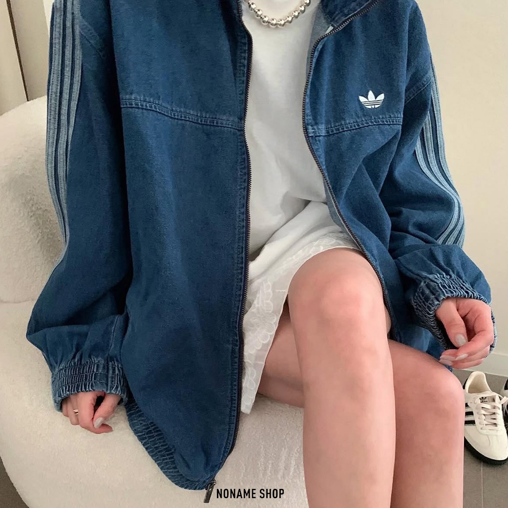 ADIDAS ORIGINALS ADICOLOR 丹寧 牛仔 立領 拉鍊 外套 兩色 (女款)