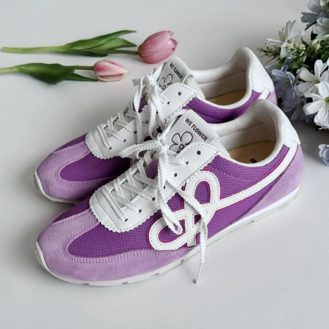 WE FLOWER 25SS 香芋紫 小花鞋 德訓鞋 復古紫白 薄底鞋 男女同款