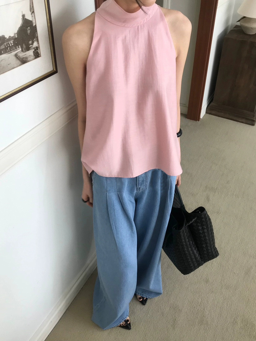 8W02 飄逸隨興名媛風削肩背心 三色