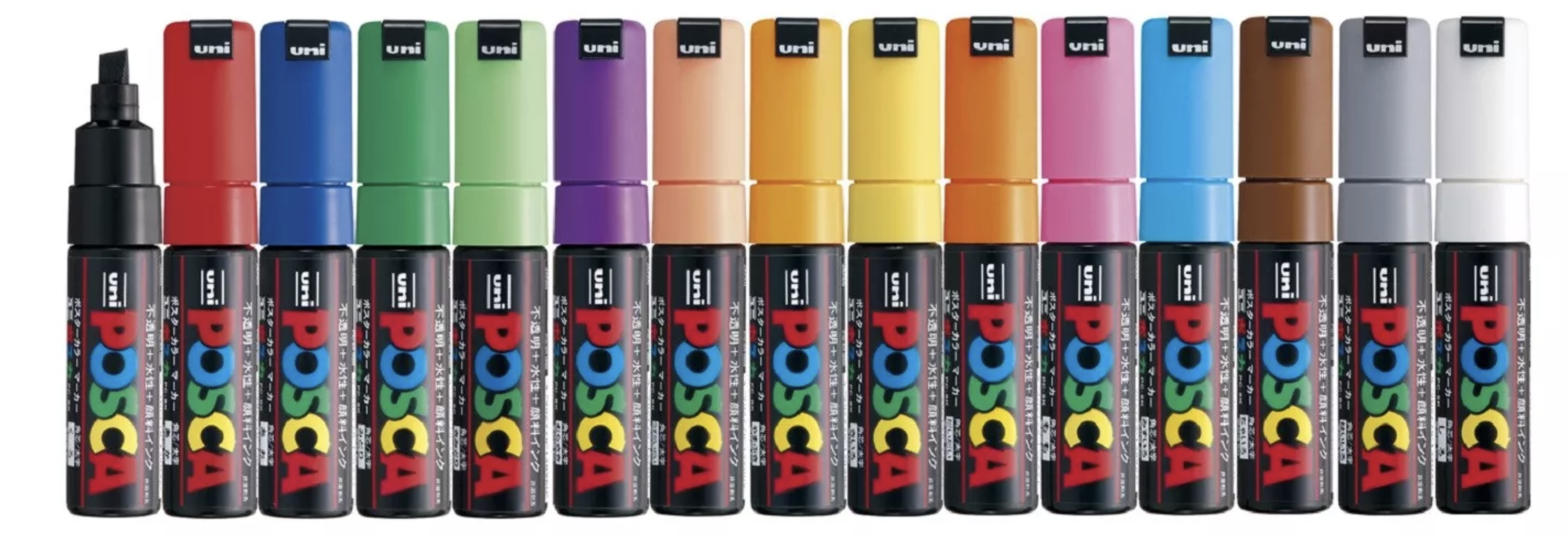 極太 角芯 8色套組 POSCA 水性麥克筆 異材質可書寫｜Uni 日本