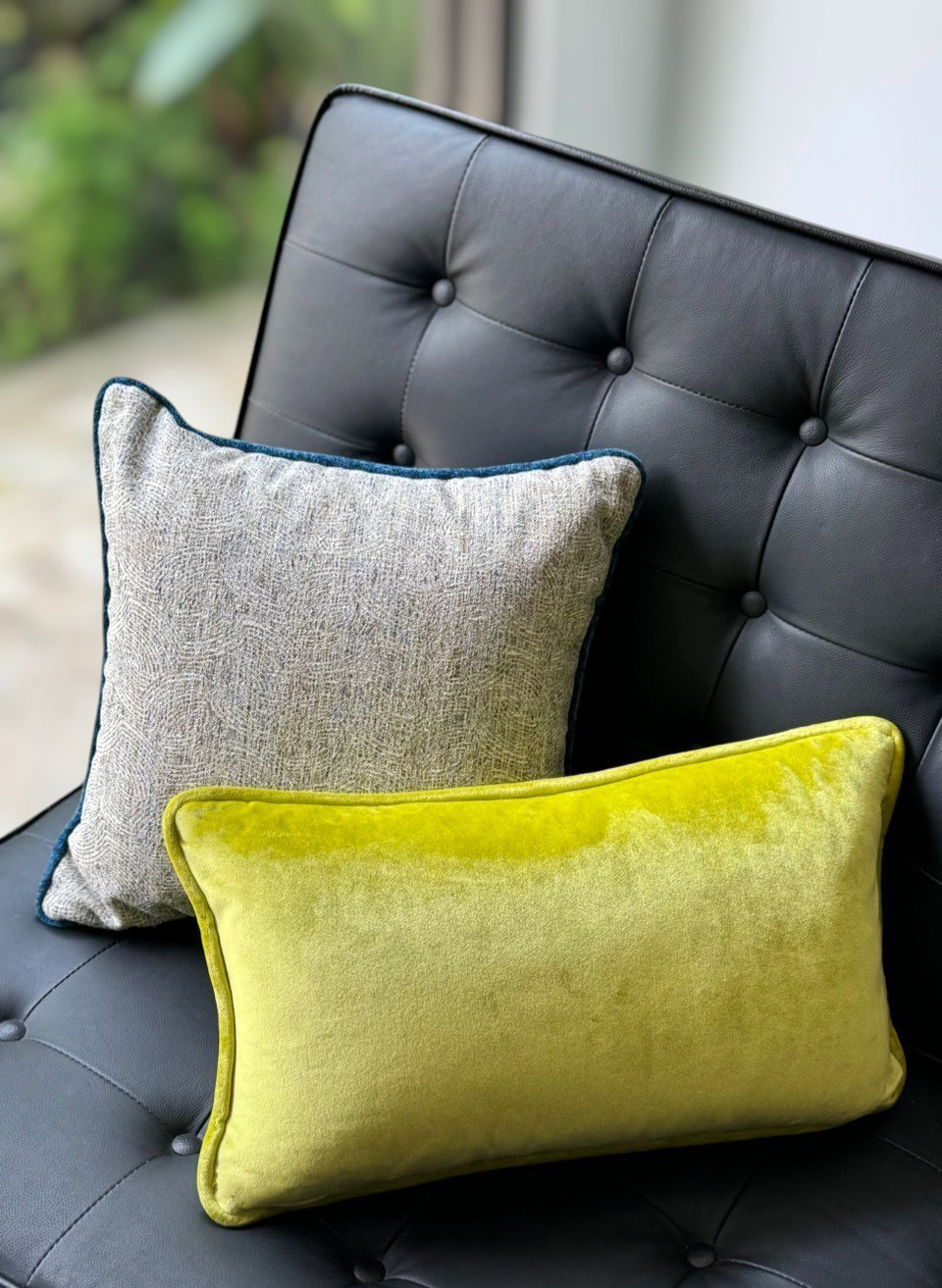 萊姆綠絨布腰枕