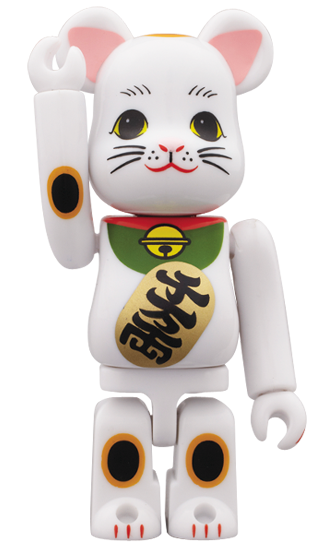 BEARBRICK 招き猫 White Lucky Cat Ver.1 白招財貓 100%