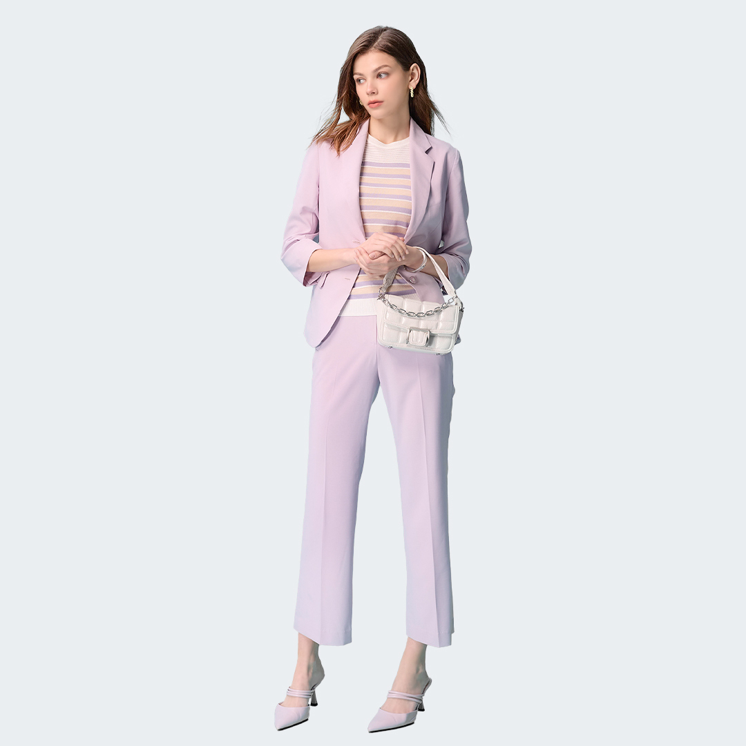 沁涼柔調鬆緊直筒長褲