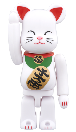 BEARBRICK 招き猫 White Lucky Cat Ver.2 白招財貓 弐 100％