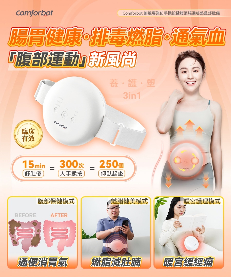 Comforbot 無線專業仿手揉按健 腹消脹通絡熱敷舒肚儀