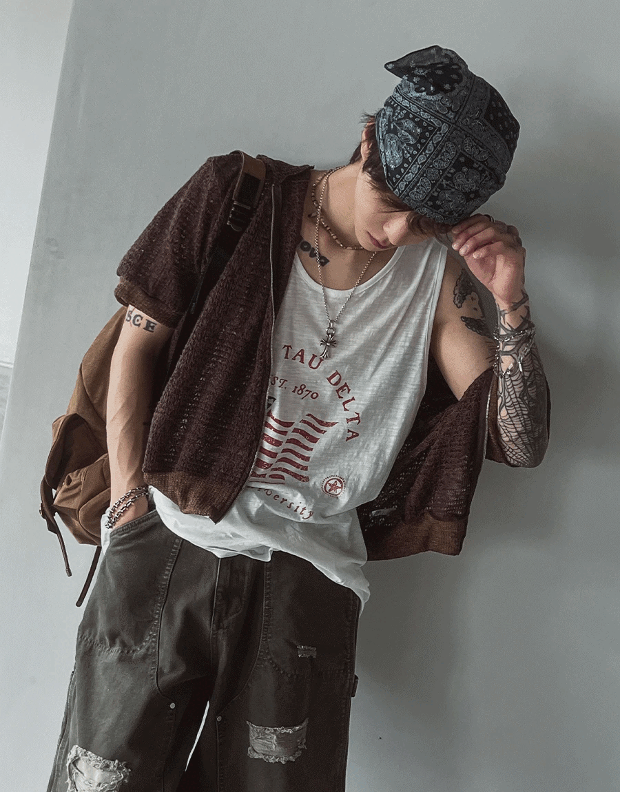 Diya 鉤針短袖連帽拉鍊衫