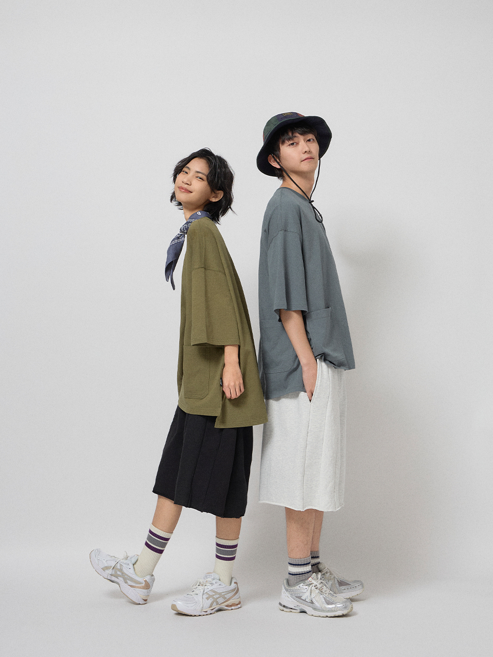 重磅羅紋拼接寬版短褲