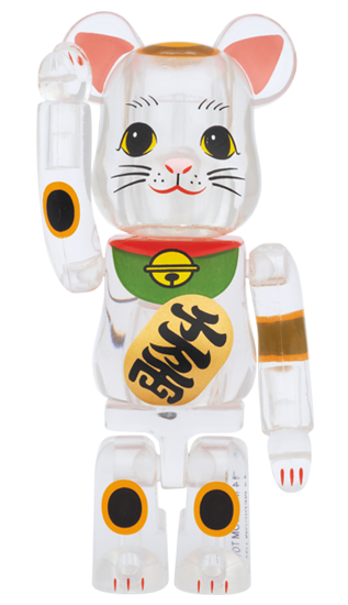 BEARBRICK 招き猫 Clear Lucky Cat 透明 招財貓 100％