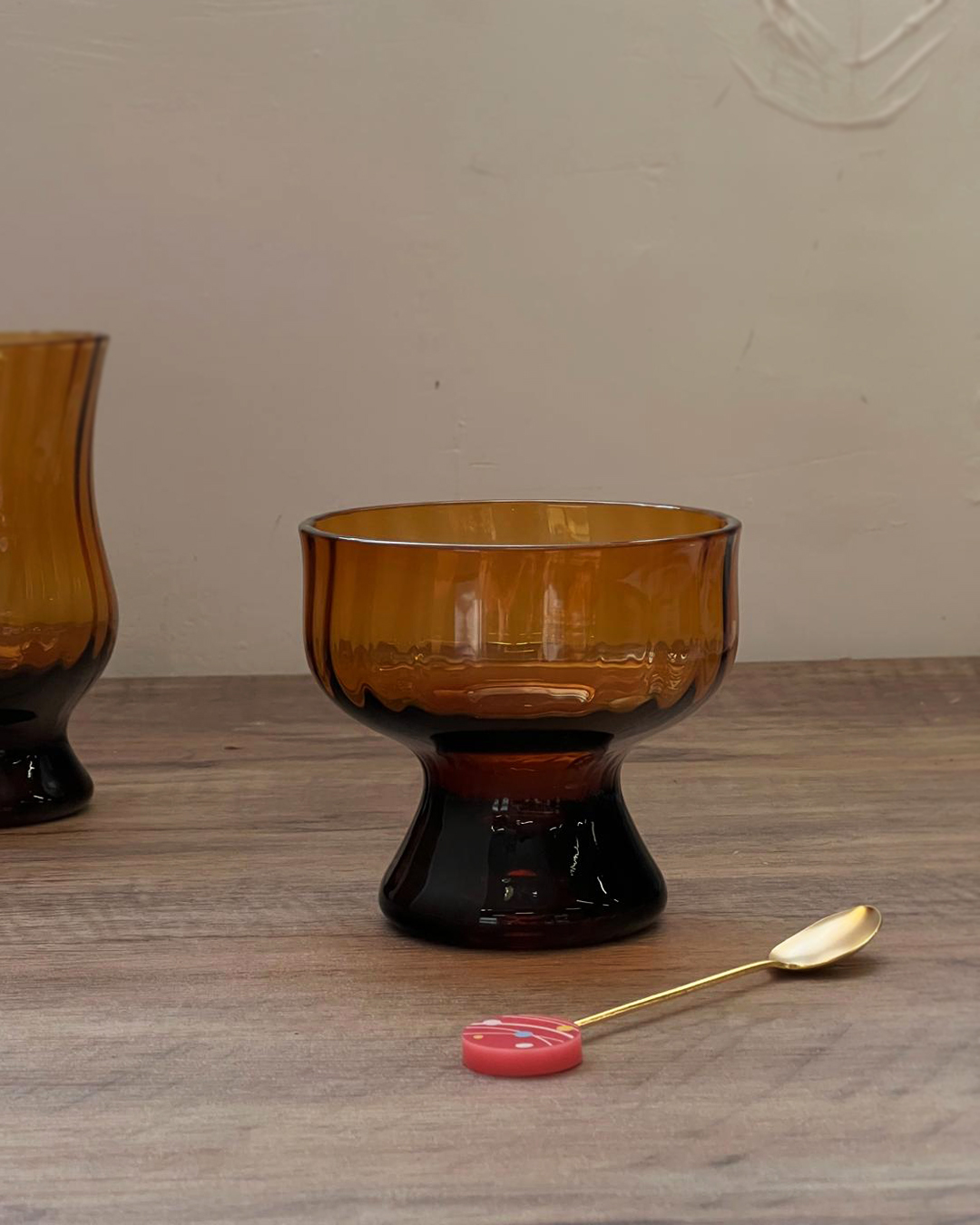昭和摩登珈琲 Byron琥珀玻璃 水波紋新地碗｜廣田硝子