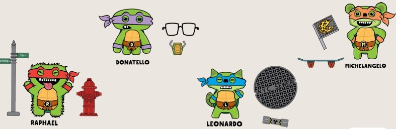 放克牙寶5吋公仔-忍者龜大亂2入組