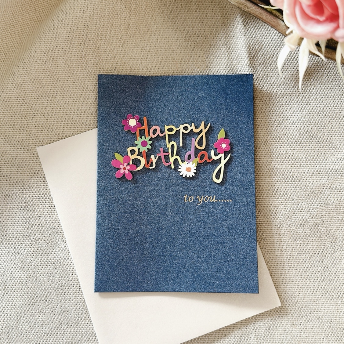 花開日手寫祝福卡