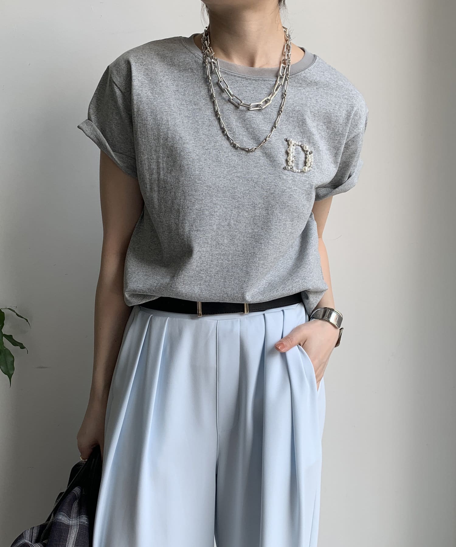 DOUDOU(ドゥドゥ)  DビジューTEE灰（DDZ1051306A0016）