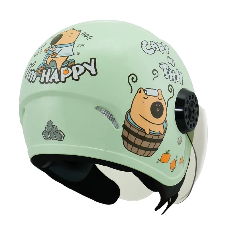 THH FH220 CAPY水豚君-卡皮巴拉  鼠尾草綠/橘 童帽 3/4罩