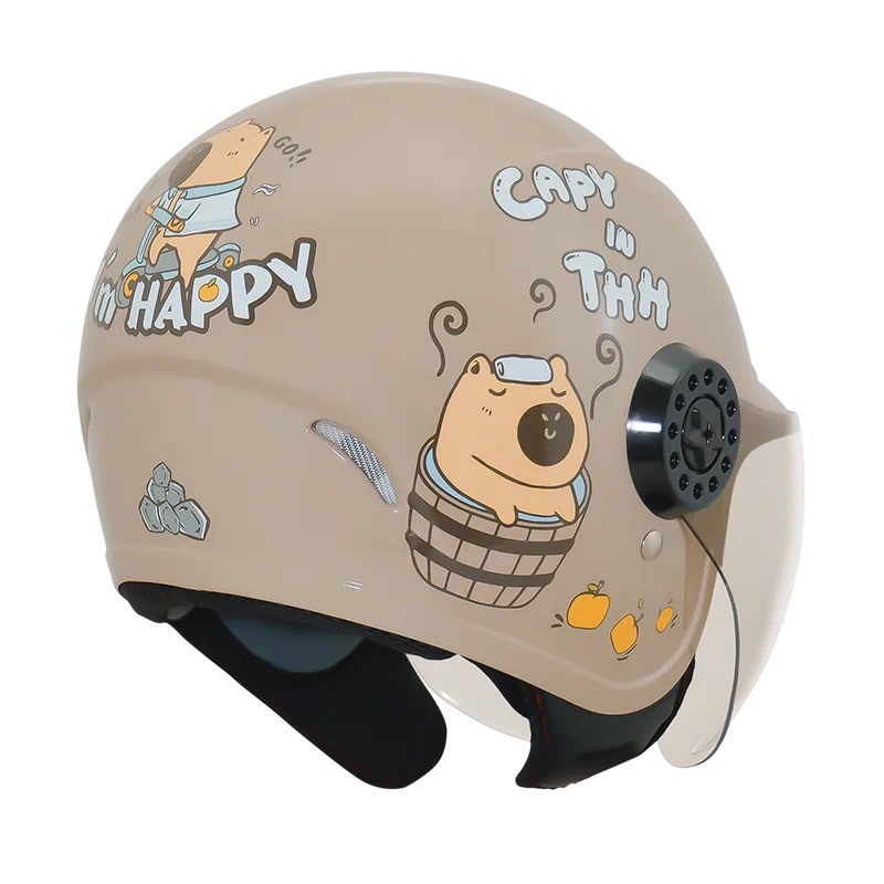 THH FH220 CAPY水豚君-卡皮巴拉  焦糖拿鐵/淺藍 童帽 3/4罩