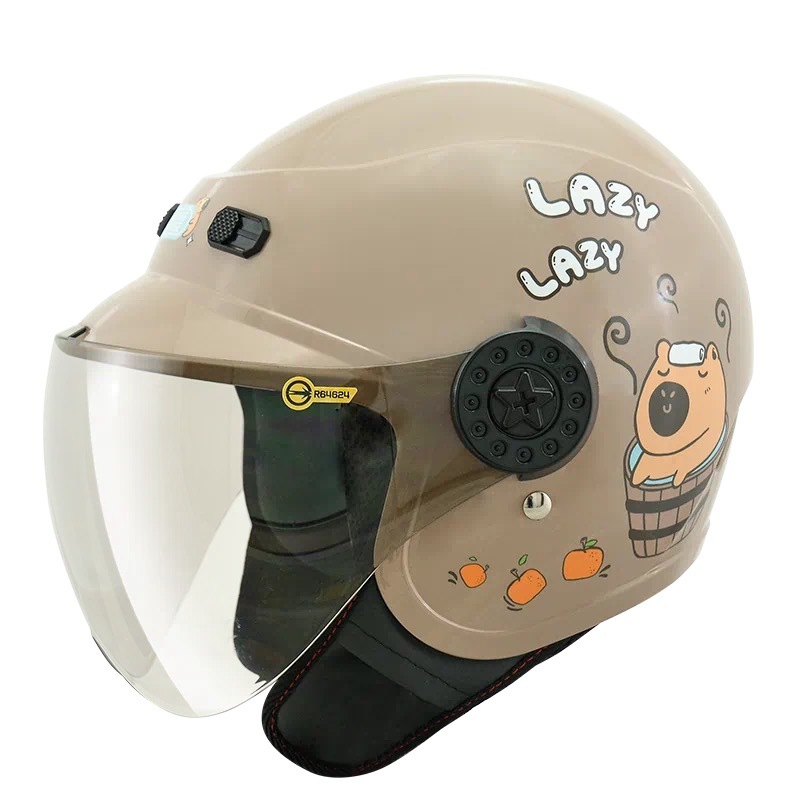 THH FH220 CAPY水豚君-卡皮巴拉  焦糖拿鐵/淺藍 童帽 3/4罩