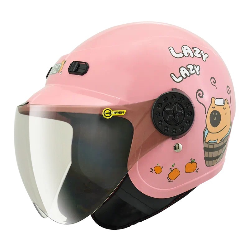 THH FH220 CAPY水豚君-卡皮巴拉  櫻花粉/ 灰 童帽 3/4罩