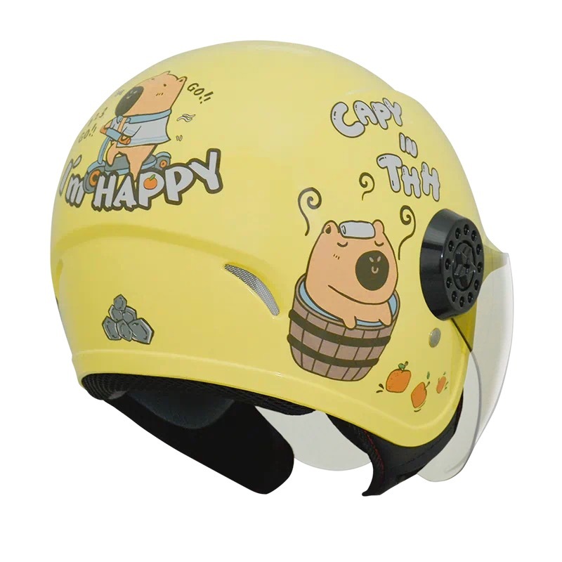 THH FH220 CAPY水豚君-卡皮巴拉  奶油黃/淺藍 童帽 3/4罩