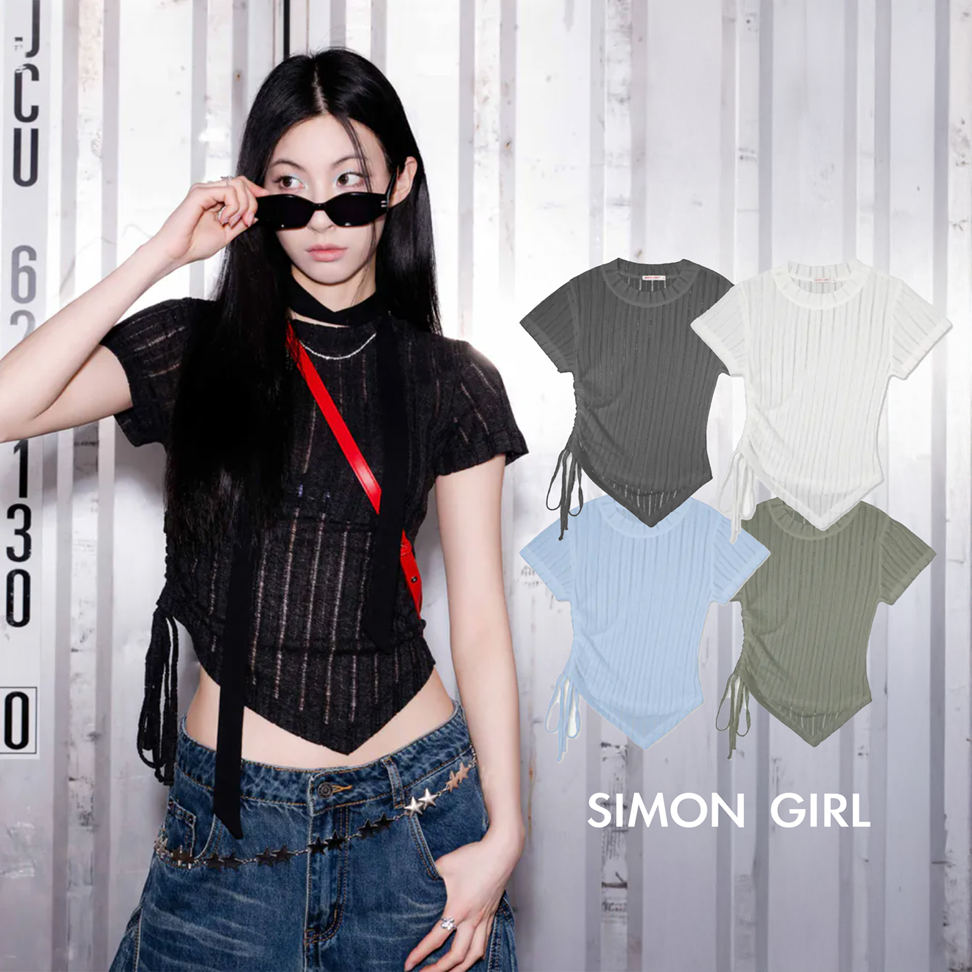 SIMON MADE GC-2505 杯子蛋糕 抽皺 坑條 短T