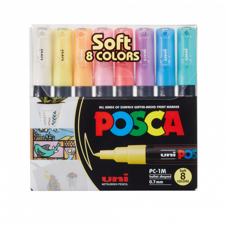 8色組 POSCA 粉彩色 水性麥克筆 異材質可寫｜Uni  日本