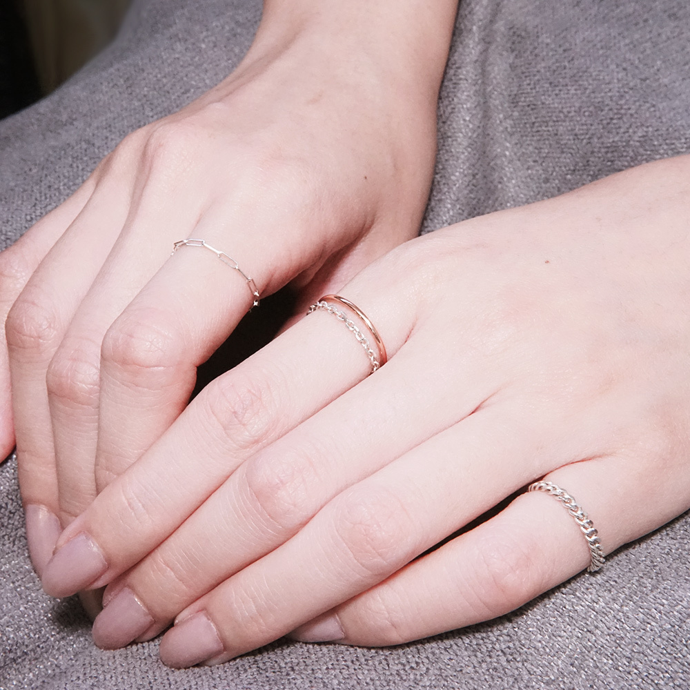 【網路限定】細緻長方圈 純銀鍊戒 女戒 軟戒指 多款戒圍 可當尾戒