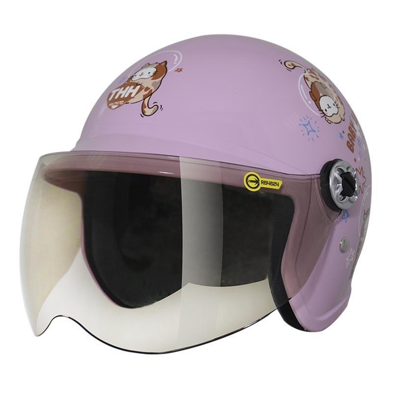 THH FH200Y 太空喵 粉紫 童帽 3/4罩式