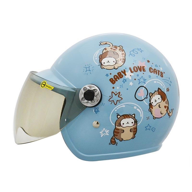 THH FH200Y 太空喵 粉藍 童帽 3/4罩式