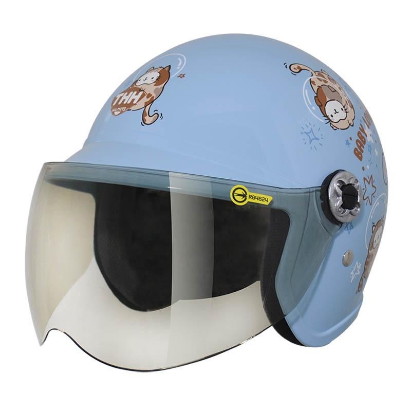 THH FH200Y 太空喵 粉藍 童帽 3/4罩式