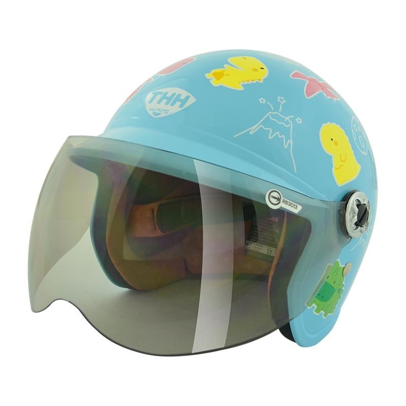 THH FH200Y FH200Y 小恐龍 粉藍 童帽 3/4罩式