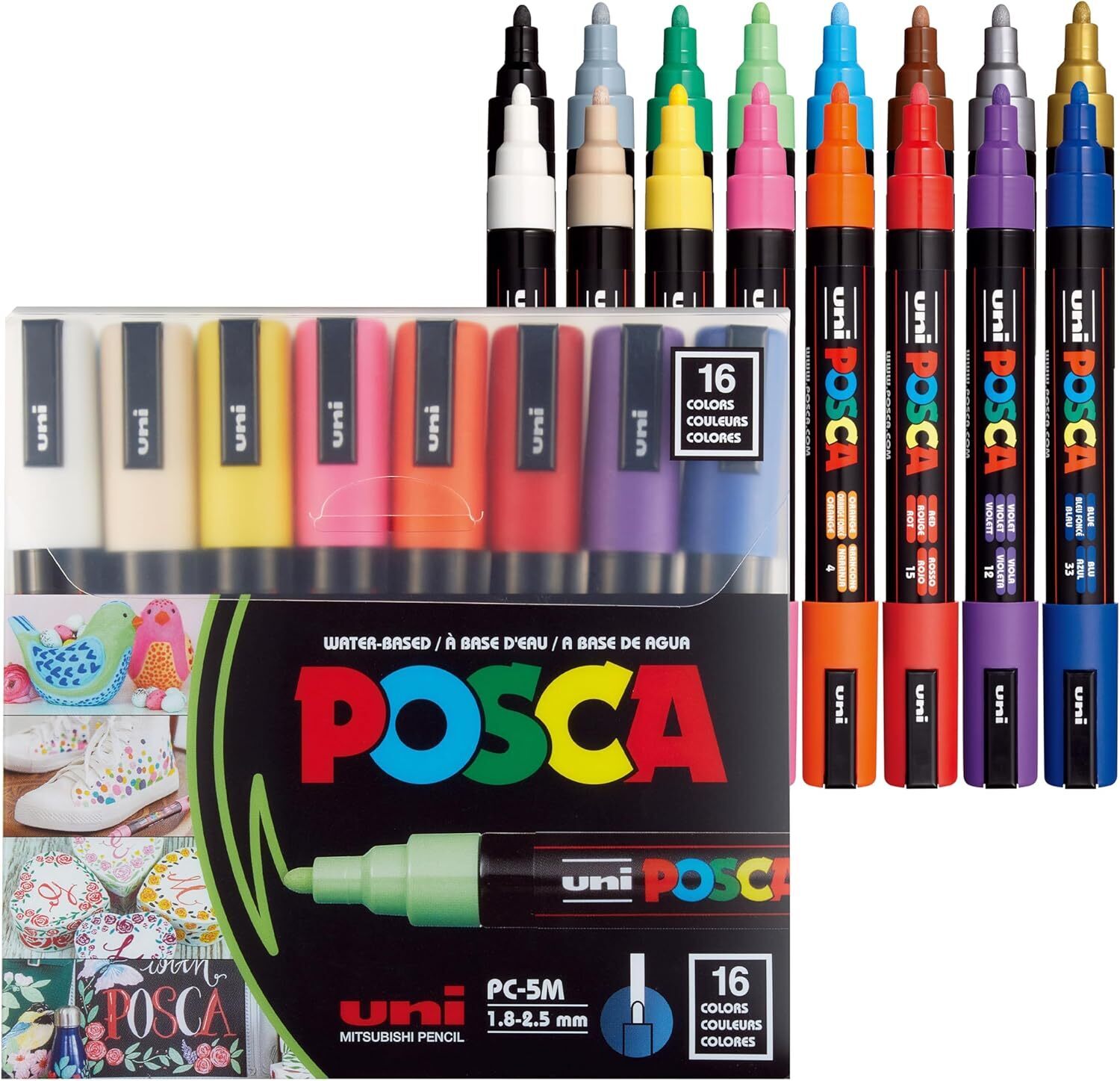 新版 16色組 POSCA 一般色水性麥克筆 異材質可寫｜Uni 日本