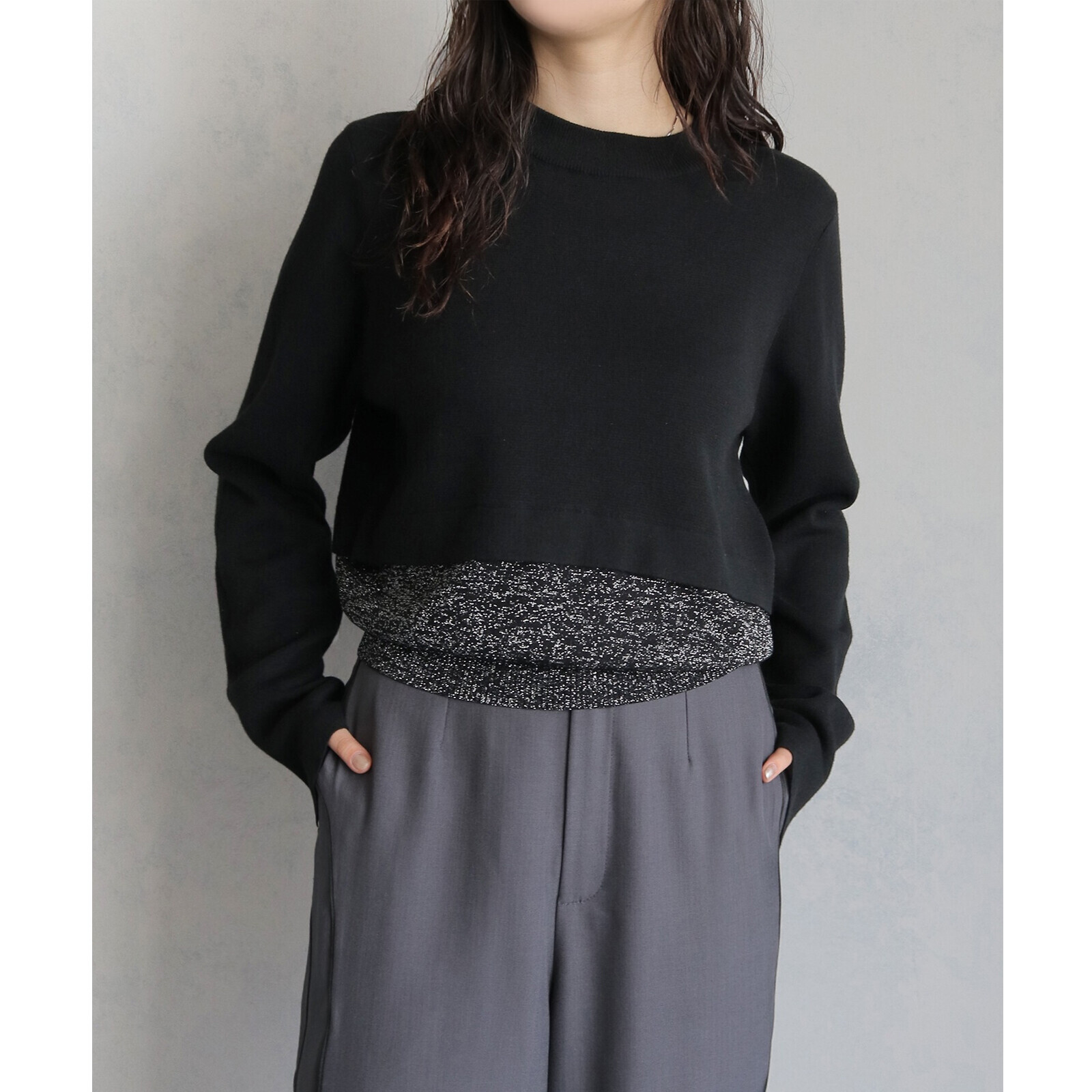 小華麗亮絲兩層設計針織衫 （兩色入）【日本直送】