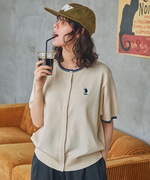 US POLO ASSN. One-Point Embroidered Knit Cardigan