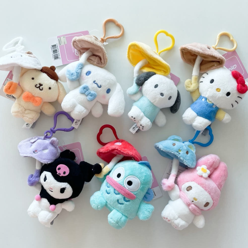 SANRIO 三麗鷗 雨傘造型吊飾 絨毛 鑰匙圈 韓國版 KITTY 酷洛米 大耳狗 布丁狗 醜魚漢頓