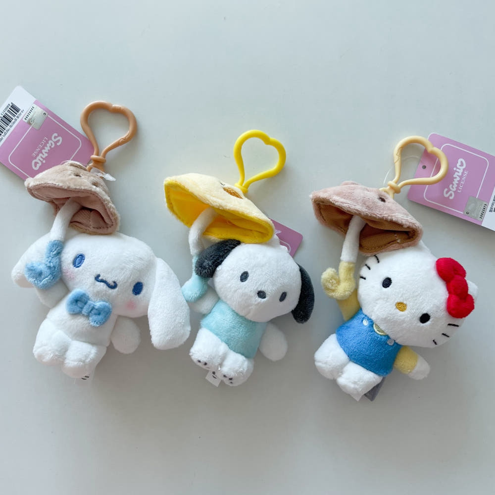 SANRIO 三麗鷗 雨傘造型吊飾 絨毛 鑰匙圈 韓國版 KITTY 酷洛米 大耳狗 布丁狗 醜魚漢頓