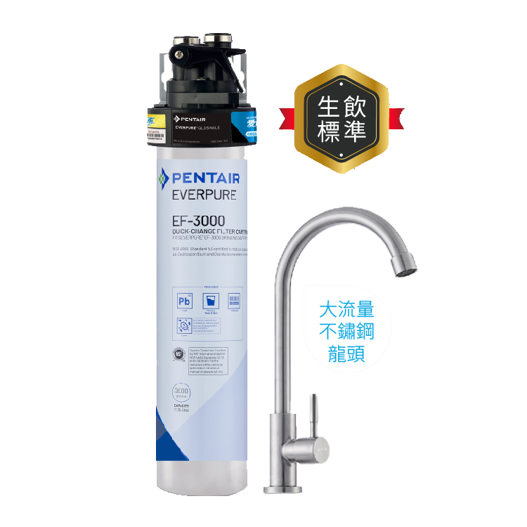 (可議價)EVERPURE 愛惠浦 全流量碳纖維 EF系列 淨水設備 含安裝(PurVive-EF3000)